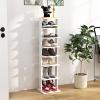 image7Tiers Shoe Rack Tall Vertical Shoe Storage with Removable Shelves ampamp Antitoppling Device Slim Corner Shoe Shelf Organizer for Entryway Closet Small Space Rustic BrownWhite
