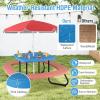 image8 Person Kids Picnic Table Kids Outdoor Table and Chairs Set with Removable Umbrella 4 Builtin Benches HDPE Top ampamp Metal Frame Kids Outdoor Table for Patio Garden Backyard CoffeeBlueBluered