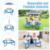 image8 Person Kids Picnic Table Kids Outdoor Table and Chairs Set with Removable Umbrella 4 Builtin Benches HDPE Top ampamp Metal Frame Kids Outdoor Table for Patio Garden Backyard CoffeeBlueWhiteblue
