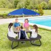 image8 Person Kids Picnic Table Kids Outdoor Table and Chairs Set with Removable Umbrella 4 Builtin Benches HDPE Top ampamp Metal Frame Kids Outdoor Table for Patio Garden Backyard CoffeeBlueCoffeeblue