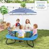 image8 Person Kids Picnic Table Kids Outdoor Table and Chairs Set with Removable Umbrella 4 Builtin Benches HDPE Top ampamp Metal Frame Kids Outdoor Table for Patio Garden Backyard CoffeeBlueWhiteblue