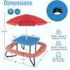 image8 Person Kids Picnic Table Kids Outdoor Table and Chairs Set with Removable Umbrella 4 Builtin Benches HDPE Top ampamp Metal Frame Kids Outdoor Table for Patio Garden Backyard CoffeeBlueBluered
