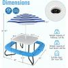 image8 Person Kids Picnic Table Kids Outdoor Table and Chairs Set with Removable Umbrella 4 Builtin Benches HDPE Top ampamp Metal Frame Kids Outdoor Table for Patio Garden Backyard CoffeeBlueWhiteblue