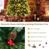 image9FT PreLit Artificial Christmas Tree Hinged Realistic Snowy Xmas Pine Tree with 780 Color Changing LED Lights 11 Flash Modes ampamp Pine Cones Folding Metal Base for Home Office 9ft6ft