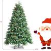 image9FT PreLit Artificial Christmas Tree Hinged Realistic Snowy Xmas Pine Tree with 780 Color Changing LED Lights 11 Flash Modes ampamp Pine Cones Folding Metal Base for Home Office 9ft7ft
