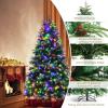 image9FT PreLit Artificial Christmas Tree Hinged Realistic Snowy Xmas Pine Tree with 780 Color Changing LED Lights 11 Flash Modes ampamp Pine Cones Folding Metal Base for Home Office 9ft7ft