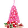 imageArtificial Christmas Tree 3FT 116 Hinged Lush Branch Tips with PVC Material Stable Structure Lightweight ampamp Easy Assembly Xmas Tree for Party Festival ampamp Holiday DecorationPinkPink
