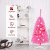 imageArtificial Christmas Tree 3FT 116 Hinged Lush Branch Tips with PVC Material Stable Structure Lightweight ampamp Easy Assembly Xmas Tree for Party Festival ampamp Holiday DecorationPinkPink