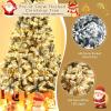 imageArtificial Christmas Tree 75ft Snow Flocked Hinged Pine Tree with 1010 Branch Tips ampamp 450 Warm LED Lights Portable Metal Base Perfect Xmas Decoration for Home Office Party 75ft6ft