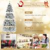 imageArtificial Christmas Tree 75ft Snow Flocked Hinged Pine Tree with 1010 Branch Tips ampamp 450 Warm LED Lights Portable Metal Base Perfect Xmas Decoration for Home Office Party 75ft7ft 6in