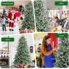 imageArtificial Christmas Tree Xmas Tree with FlameResistant PEampampPVC and Foldable Metal Stand Indoor Holiday Decoration for Home Office School and Restaurant Green 6ft8ft