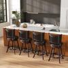 imageBar Stools Set of 2 360Swivel Accent Wooden Island Chairs with Back Leather Upholstered Cushioned Seat Counter Height Bar Stools for Kitchen Dining Room Brown 24quot HeightBrown