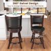 imageBar Stools Set of 2 360Swivel Accent Wooden Island Chairs with Back Leather Upholstered Cushioned Seat Counter Height Bar Stools for Kitchen Dining Room Brown 24quot HeightBrown