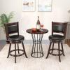 imageBar Stools Set of 2 360Swivel Accent Wooden Island Chairs with Back Leather Upholstered Cushioned Seat Counter Height Bar Stools for Kitchen Dining Room Brown 24quot HeightBrown