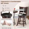 imageBar Stools Set of 2 360Swivel Accent Wooden Island Chairs with Back Leather Upholstered Cushioned Seat Counter Height Bar Stools for Kitchen Dining Room Brown 24quot HeightBrown