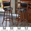 imageBar Stools Set of 2 360Swivel Accent Wooden Island Chairs with Back Leather Upholstered Cushioned Seat Counter Height Bar Stools for Kitchen Dining Room Brown 24quot HeightBrown