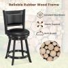 imageBar Stools Set of 2 360Swivel Accent Wooden Island Chairs with Back Leather Upholstered Cushioned Seat Counter Height Bar Stools for Kitchen Dining Room Brown 24quot HeightBlack