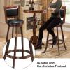 imageBar Stools Set of 2 360Swivel Accent Wooden Island Chairs with Back Leather Upholstered Cushioned Seat Counter Height Bar Stools for Kitchen Dining Room Brown 24quot HeightBrown