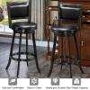 imageBar Stools Set of 2 360Swivel Accent Wooden Island Chairs with Back Leather Upholstered Cushioned Seat Counter Height Bar Stools for Kitchen Dining Room Brown 24quot HeightBlack