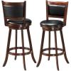 imageBar Stools Set of 2 360Swivel Accent Wooden Island Chairs with Back Leather Upholstered Cushioned Seat Counter Height Bar Stools for Kitchen Dining Room Brown 24quot HeightBrown