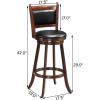 imageBar Stools Set of 2 360Swivel Accent Wooden Island Chairs with Back Leather Upholstered Cushioned Seat Counter Height Bar Stools for Kitchen Dining Room Brown 24quot HeightBrown