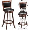 imageBar Stools Set of 2 360Swivel Accent Wooden Island Chairs with Back Leather Upholstered Cushioned Seat Counter Height Bar Stools for Kitchen Dining Room Brown 24quot HeightBrown