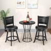 imageBar Stools Set of 2 360Swivel Accent Wooden Island Chairs with Back Leather Upholstered Cushioned Seat Counter Height Bar Stools for Kitchen Dining Room Brown 24quot HeightBlack