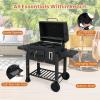 imageBarrel Charcoal Grill with Side Tables 544 sqin Cooking Space Portable Camping Grill wWheels Charcoal Tray Pullout Ash Tray Thermometer Outdoor BBQ Grill for Patio Backyard Party