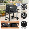 imageBarrel Charcoal Grill with Side Tables 544 sqin Cooking Space Portable Camping Grill wWheels Charcoal Tray Pullout Ash Tray Thermometer Outdoor BBQ Grill for Patio Backyard Party