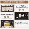 imageDesk Hutch Dorm with Pegboard 37W Desk Shelf for Top of Desk with 2Tier Multipurpose Display Shelf ampamp Metal Frame Desktop Bookshelf for Home Office College Dormitory