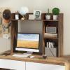 imageDesktop Bookshelf 3Tier Desk Hutch Shelf with 5 Display Rack for Computer Desk Desk Organizer Shelves for Top of Desk Dorm Home Office WhiteRustic Brown