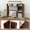 imageDesktop Bookshelf 3Tier Desk Hutch Shelf with 5 Display Rack for Computer Desk Desk Organizer Shelves for Top of Desk Dorm Home Office WhiteRustic Brown