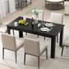 imageDining Table for 46 People 63 Wood Rectangular Dinner Table with LShaped Legs Farmhouse Dinette Table Modern Kitchen Table for Apartment Living Room Restaurant Dining Room BlackBlack