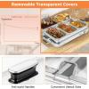imageFood Warmer 2in1 Buffet Warmer w 3 Food Pans ampamp Lids Adjustable Temperature ampamp Dishwasher Safe 8 Qt Stainless Steel Electric Warming Tray for Parties Banquets Catering Events 450W