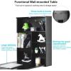 imageGRAFFY Modern Black WallMounted Folding Desk 24quot x 34quot x 575quot L x W x H MultiFunction Table with Storage Shelves ampamp Hooks Computer Desk Laptop Workstation Home OfficeBlack