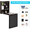 imageGRAFFY Modern Black WallMounted Folding Desk 24quot x 34quot x 575quot L x W x H MultiFunction Table with Storage Shelves ampamp Hooks Computer Desk Laptop Workstation Home OfficeBrown