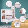 imageGRAFFY Wall Mounted Table Multifunctional Folding Hanging Storage Cabinet Space Saving Computer Desk wStorage Drawer and Shelves Wall Mount Laptop Desk for Home Office WhiteWhite