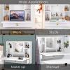 imageGRAFFY Wall Mounted Table Multifunctional Folding Hanging Storage Cabinet Space Saving Computer Desk wStorage Drawer and Shelves Wall Mount Laptop Desk for Home Office WhiteWhite