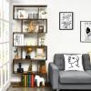 imageGeometric Bookshelf 6Tier SShaped Bookcase with Abstract Freestanding Decorative Display Open Shelves Modern Wood Book Shelf for Bedroom Living Room Office 1 Rustic BrownRustic Brown