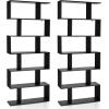 imageGeometric Bookshelf 6Tier SShaped Bookcase with Abstract Freestanding Decorative Display Open Shelves Modern Wood Book Shelf for Bedroom Living Room Office 1 Rustic BrownBlack