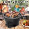 imageHibachi Grill Portable Cast Iron Charcoal Grill with Air Regulating Door ampamp Fire Gate Grate Lifter Small Tabletop Japanese Yakitori Grill for Outdoor Camping Picnic Party RectangleRound