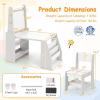 imageKids Art Table and Chair Set Toddler Art Table with Double Sided Easel Chalkboard ampamp Whiteboard Paper Roll 2Tier Bookshelf ampamp 2 Open Shelves Kids Craft Table for Drawing Writing NaturalGrey