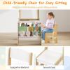 imageKids Art Table and Chair Set Toddler Art Table with Double Sided Easel Chalkboard ampamp Whiteboard Paper Roll 2Tier Bookshelf ampamp 2 Open Shelves Kids Craft Table for Drawing Writing NaturalNatural
