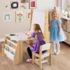 imageKids Art Table and Chair Set Toddler Art Table with Double Sided Easel Chalkboard ampamp Whiteboard Paper Roll 2Tier Bookshelf ampamp 2 Open Shelves Kids Craft Table for Drawing Writing NaturalNatural