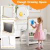 imageKids Art Table and Chair Set Toddler Art Table with Double Sided Easel Chalkboard ampamp Whiteboard Paper Roll 2Tier Bookshelf ampamp 2 Open Shelves Kids Craft Table for Drawing Writing NaturalGrey