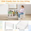 imageKids Art Table and Chair Set Toddler Art Table with Double Sided Easel Chalkboard ampamp Whiteboard Paper Roll 2Tier Bookshelf ampamp 2 Open Shelves Kids Craft Table for Drawing Writing NaturalGrey