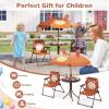 imageKids Picnic Table Kids Outdoor Table with 2 Folding Chairs Removable ampamp Height Adjustable Umbrella Cute Animal Theme Children Outdoor Furniture for Patio Garden Backyard Green FrogBrown Monkey
