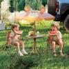imageKids Picnic Table Kids Outdoor Table with 2 Folding Chairs Removable ampamp Height Adjustable Umbrella Cute Animal Theme Children Outdoor Furniture for Patio Garden Backyard Green FrogBrown Monkey
