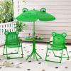 imageKids Picnic Table Kids Outdoor Table with 2 Folding Chairs Removable ampamp Height Adjustable Umbrella Cute Animal Theme Children Outdoor Furniture for Patio Garden Backyard Green FrogGreen Frog