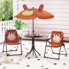 imageKids Picnic Table Kids Outdoor Table with 2 Folding Chairs Removable ampamp Height Adjustable Umbrella Cute Animal Theme Children Outdoor Furniture for Patio Garden Backyard Green FrogBrown Monkey